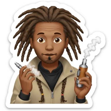 black guy with dreads hitting a vape sticker