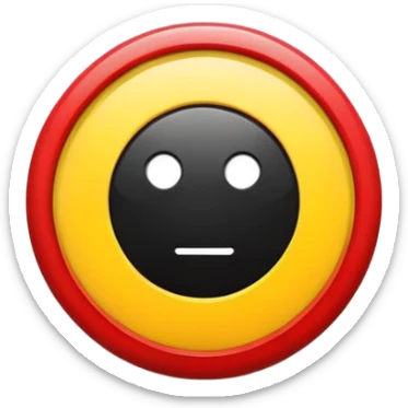 a black and red rectangle with a medium-sized yellow circle in the middl sticker