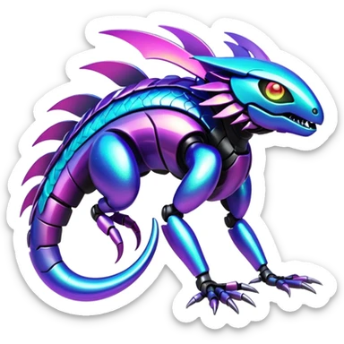  Epic legendary rare glowing mechanical Shiny sparkly transparent bioluminescent luminescent vibrant bright pastel dark exotic iridescent colorful gradients futuristic modern metallic glossy glittery fantasy-cyber-Fakémon-Vernid-creature sticker