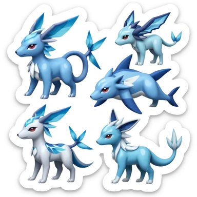 Primarina-Cobalion-Glaceon-Suicune-Amaura-Dialga-fusion sticker
