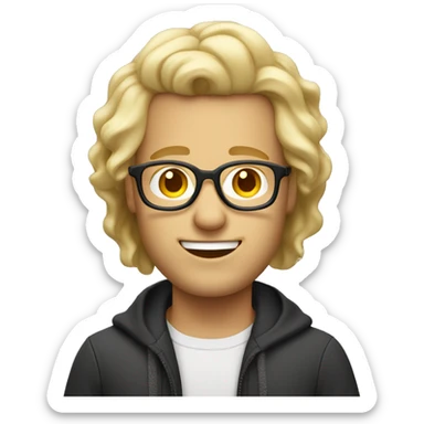 Mann mit Brille blonde Haare lacht sticker