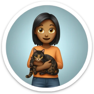 Girl holding tortoiseshell cat sticker