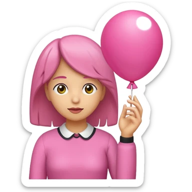 chica rosa pensando con globo de pensamiento sticker