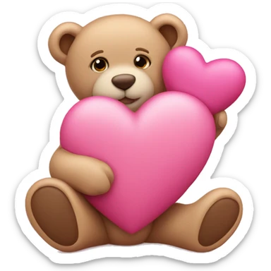 Pink heart with teddy bear sticker