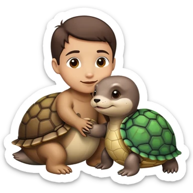 Loutre amoureuse d’une tortue sticker