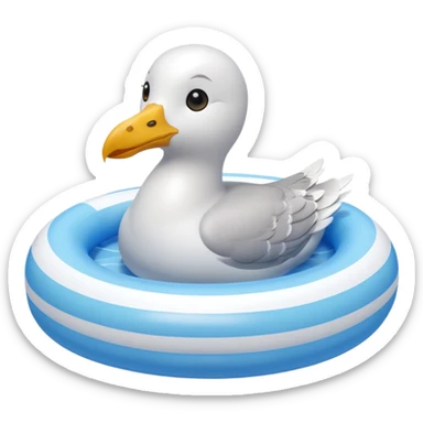 cute seagull inside an inflatable pool float sticker