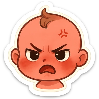 a baby red angry face  sticker