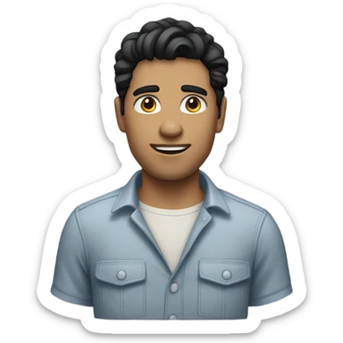 man with white skin and black hair, wear casual shirt  sticker