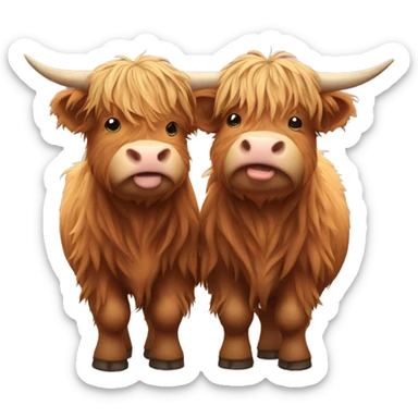 highland cows hugging sticker