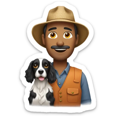 farmer man with springer spaniel  sticker