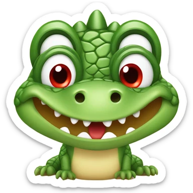 Cute Crocodile with big cute eyes with red shose sticker