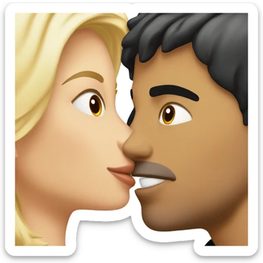blonde girl kissing black haired man sticker