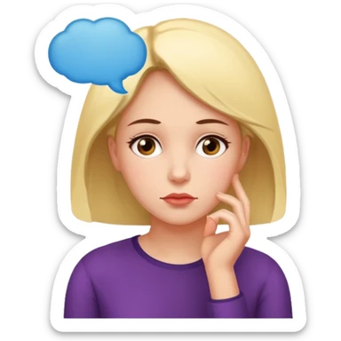 woman pondering with a thought bubble above her head sticker