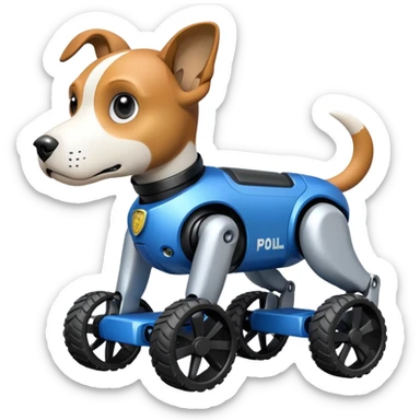 Very fast Boston dynamics police robotic beagle Sherlock robodog with off-road wheels  sticker