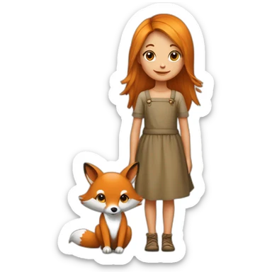 Petite fille sur le dos d un renard sticker