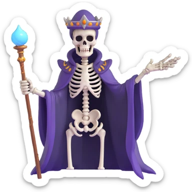 undead skeleton overlord with magical staff sticker