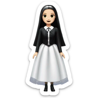 Principessa Barbie, teen Wednesday Addams,cute,showing off, show full body,happily mourning accessories veil sticker
