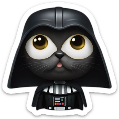 a cat that looks like darth vader sticker