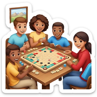 Familia jugando juegos de mesa sticker