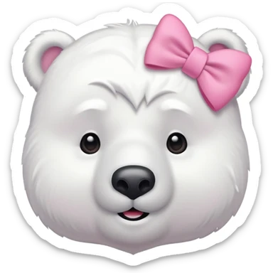 A polar bear smiling shy, blushed and with a pino bow on the head sticker