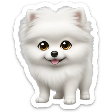 White mimi little Pomeranian puppy  sticker