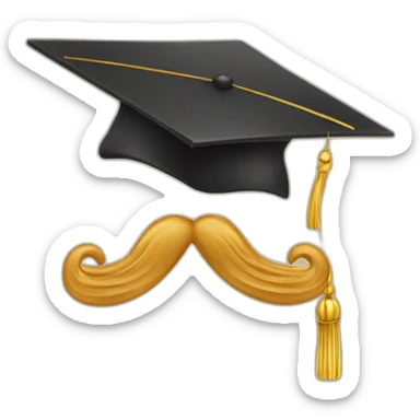 tan guy mustache with graduation cap with gold tassel sticker