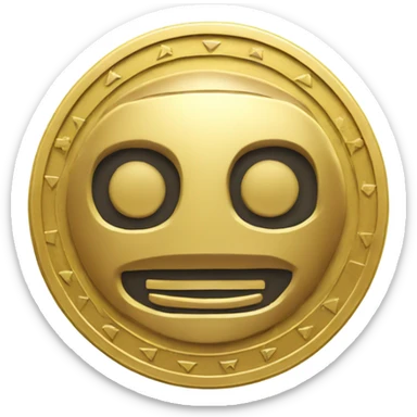 gold coin with robot stamped on it sticker