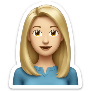 frau weiß dunkelblonde Haare schulterlang und offen gesicht rundlich augenfarbe graublau sticker