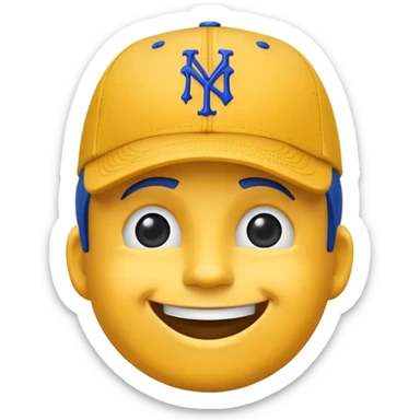 salute emoji wearing mets hat sticker