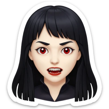 quero a foto de uma vampira com franja de cabelo preto sticker