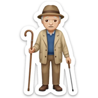 IDOSO COM BENGALA ANDANDO TRISTE sticker