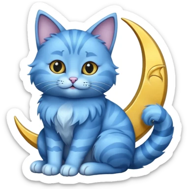Blue cat holding a moon 🌙🐱 sticker