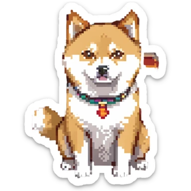 Shiba Inu sitting in a movie theater, pastel colors sticker