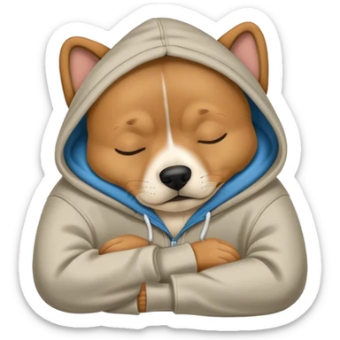 Dog with hoodie  an sleeping  sticker