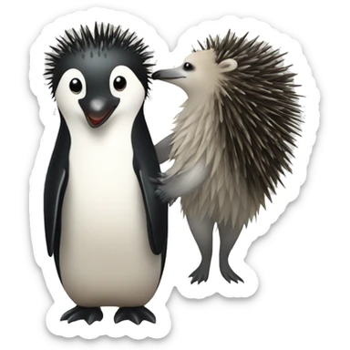 penguin + porcupine sticker