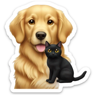 Golden retriever and black cat sticker