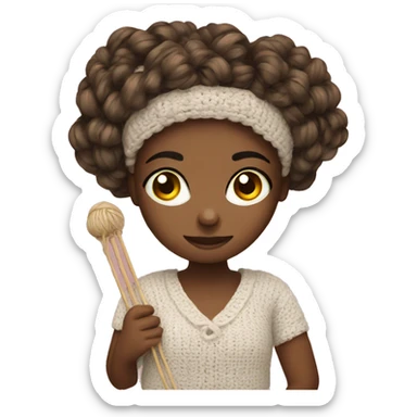 Girl doing crochet sticker