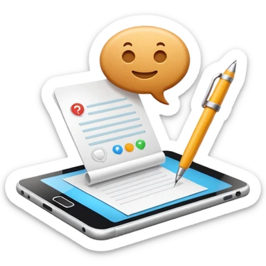 3D icon symbolizing writing a review and sharing opinions, food app context, single object, modern and clean style, soft lighting, isolated, no background sticker