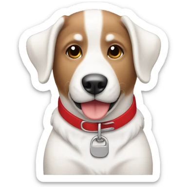 Perro cafe con blanco Y COLLAR ROJO sticker