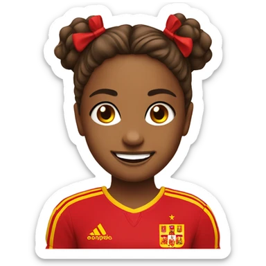 smiling girls with a spain trikot sticker