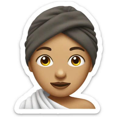 Girl wearing towel and eye patches in face sticker