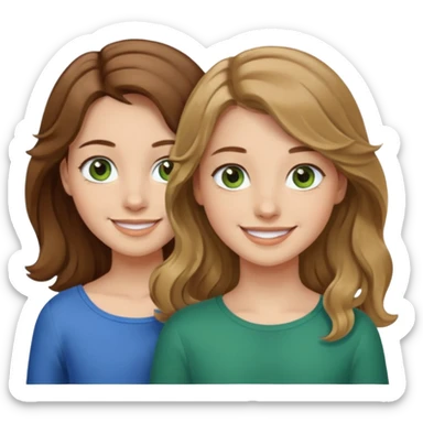 make me and my best friend togheter i have shoulder-lenght brown hair and light brown eyes and she has long wavy hair blonde/brown hair and green/blue eyes sticker