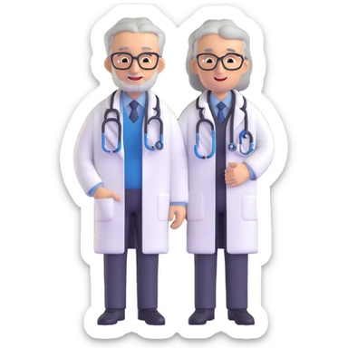 mature 60 year old doctor with stethoscope, gray hair, professional looking but not elderly sticker