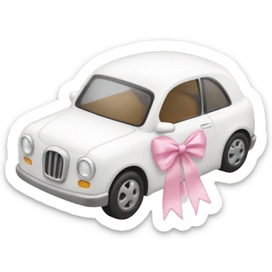 white little car with light pink bows  sticker