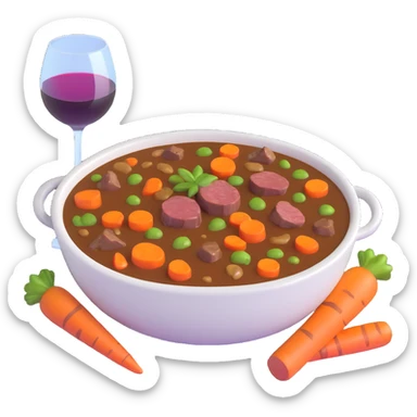 boeuf bourguignon french beef stew with carrots and wine sticker