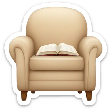 Beige Armchair with blanket and book sticker