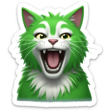 green furry anthro screaming cat sticker