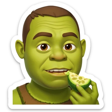 A man eating. Shrek sticker