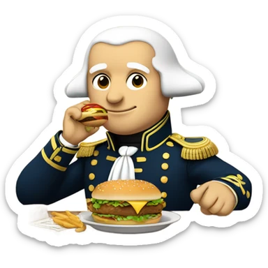 George Washington eating a hamburger sticker