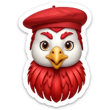 rooster wearing beret sticker